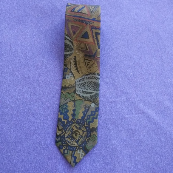 Multi-Color Abstract Print Design Necktie - Picture 2 of 5